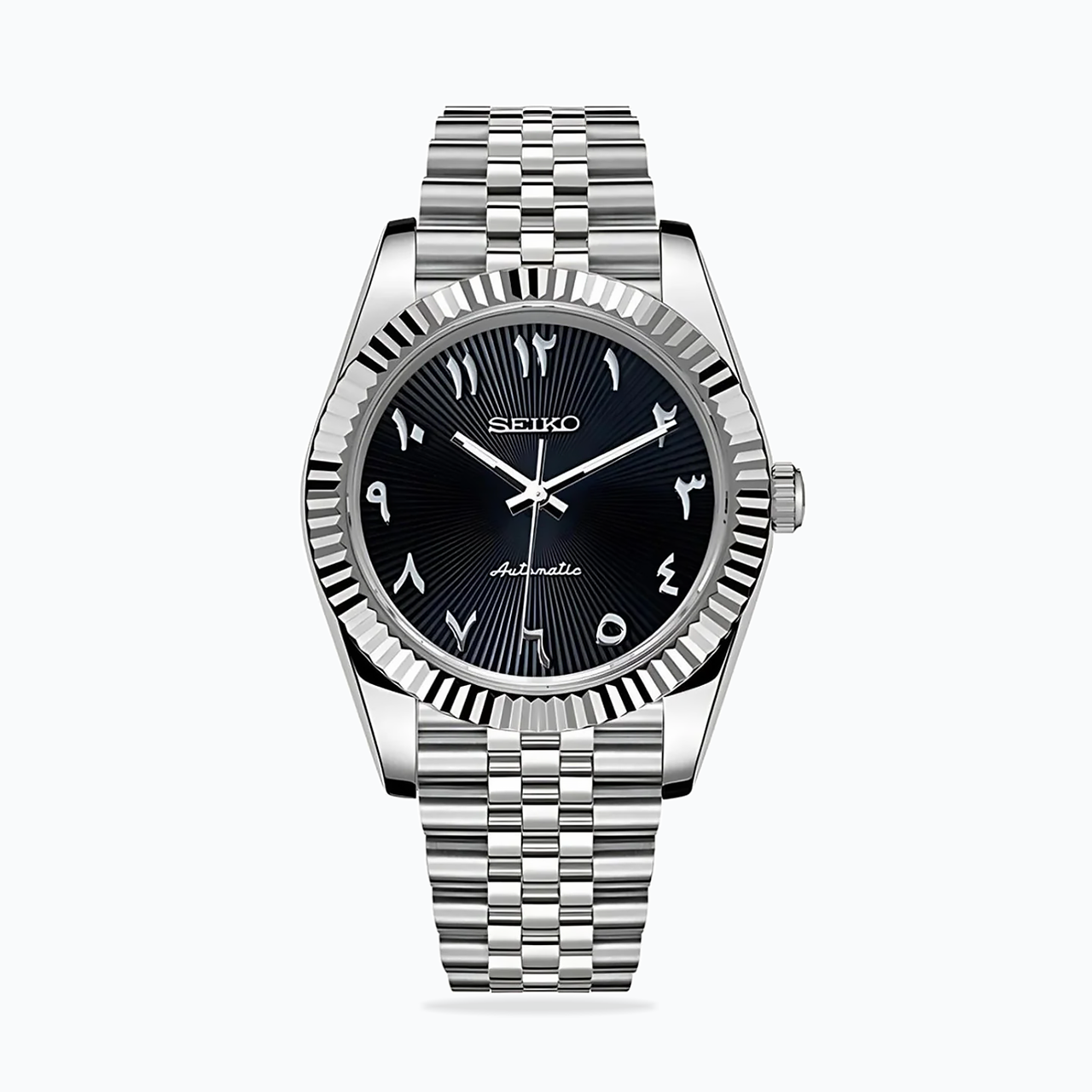 Seiko Mod Datejust | Black Arabic Textured