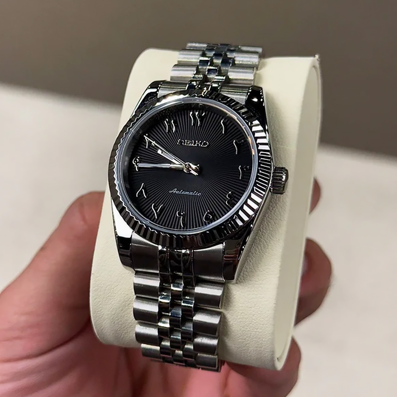 Seiko Mod Datejust | Black Arabic Textured