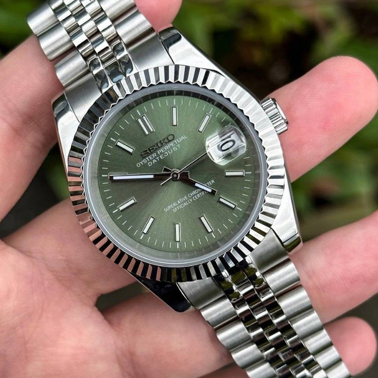 Seiko Mod Datejust | Mint Green