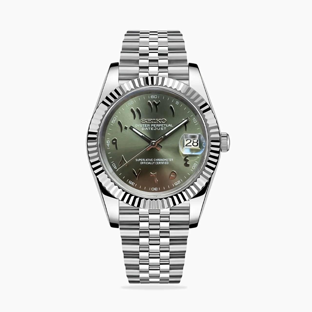 Seiko Mod Datejust | Olive Green Arabic