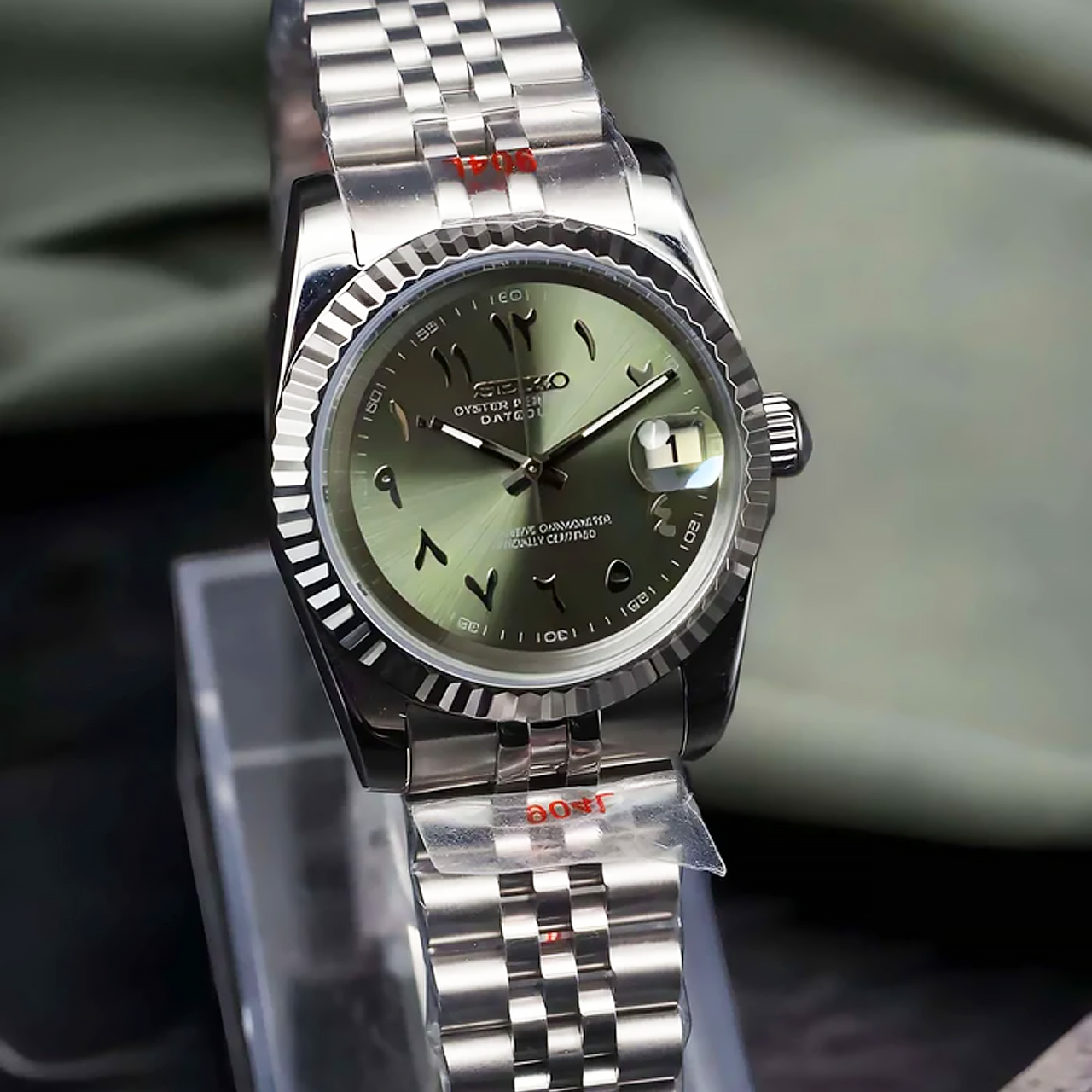Seiko Mod Datejust | Olive Green Arabic