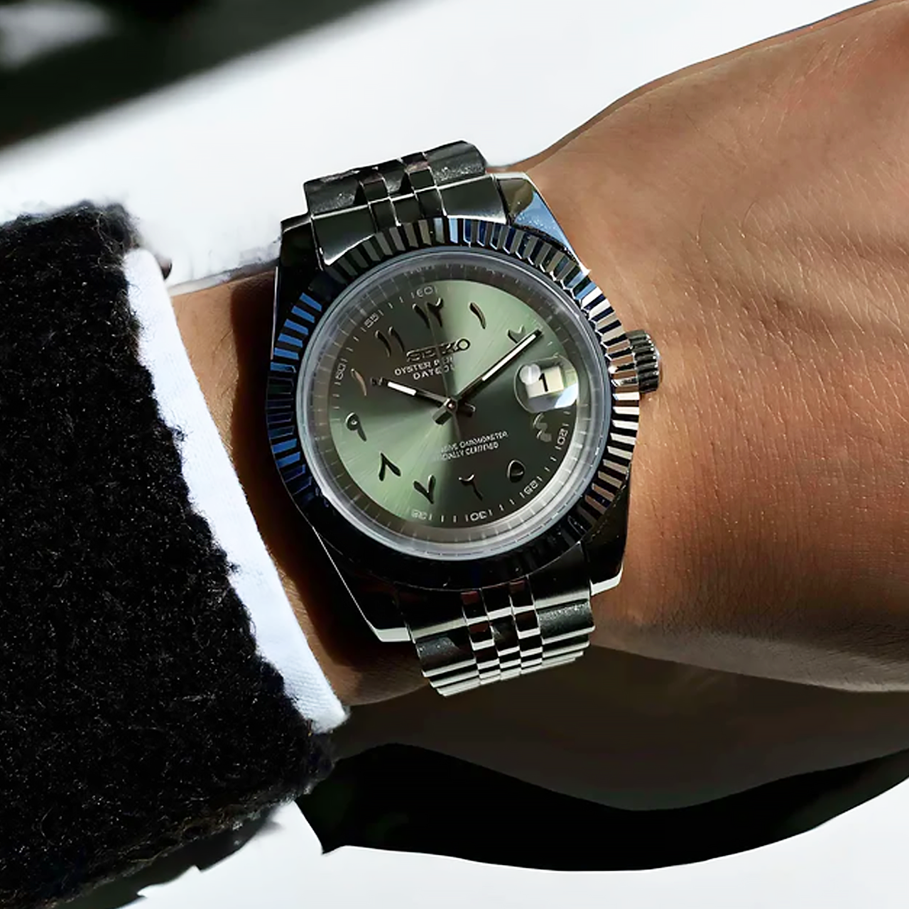 Seiko Mod Datejust | Olive Green Arabic