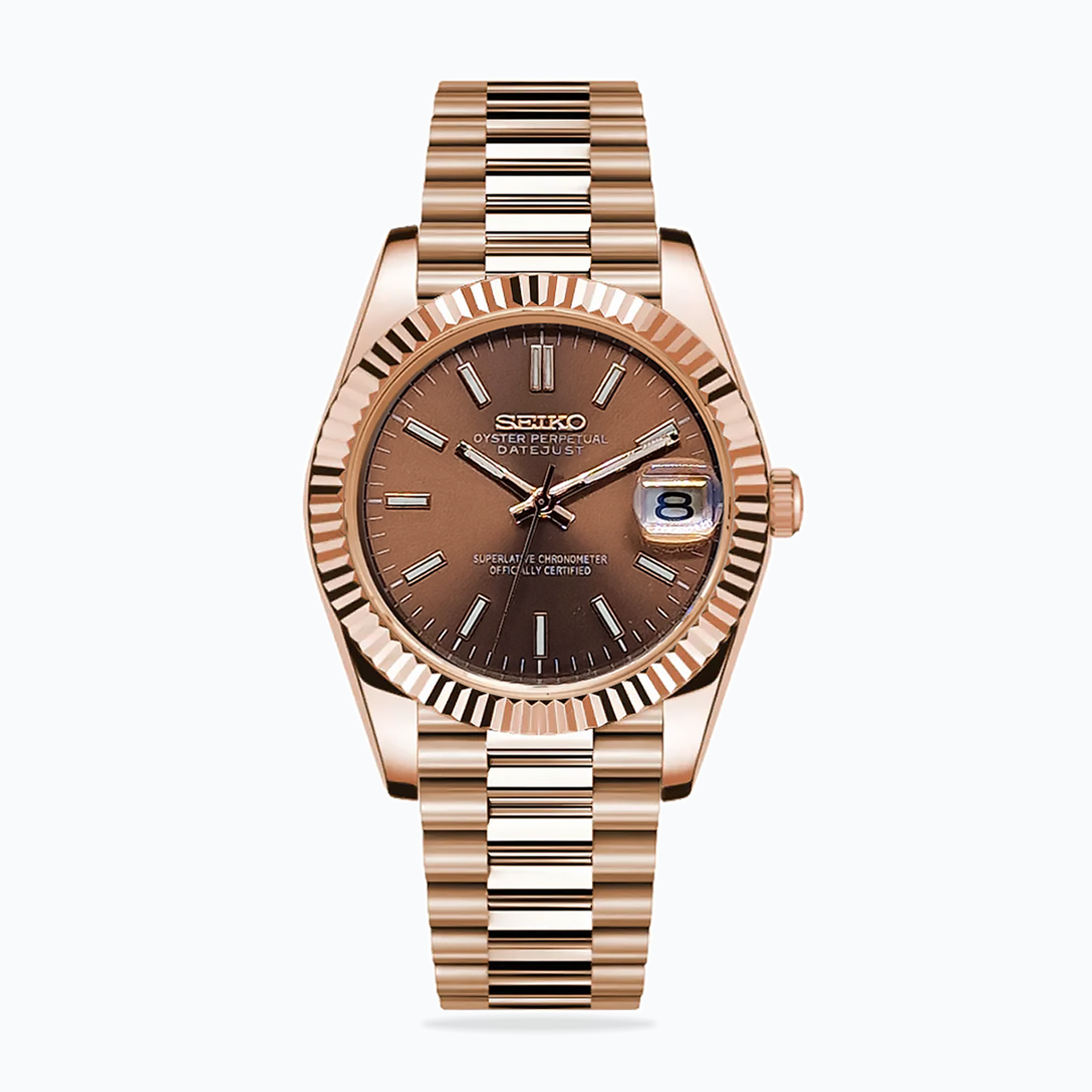 Seiko Mod Datejust | Rose Gold Chocolate