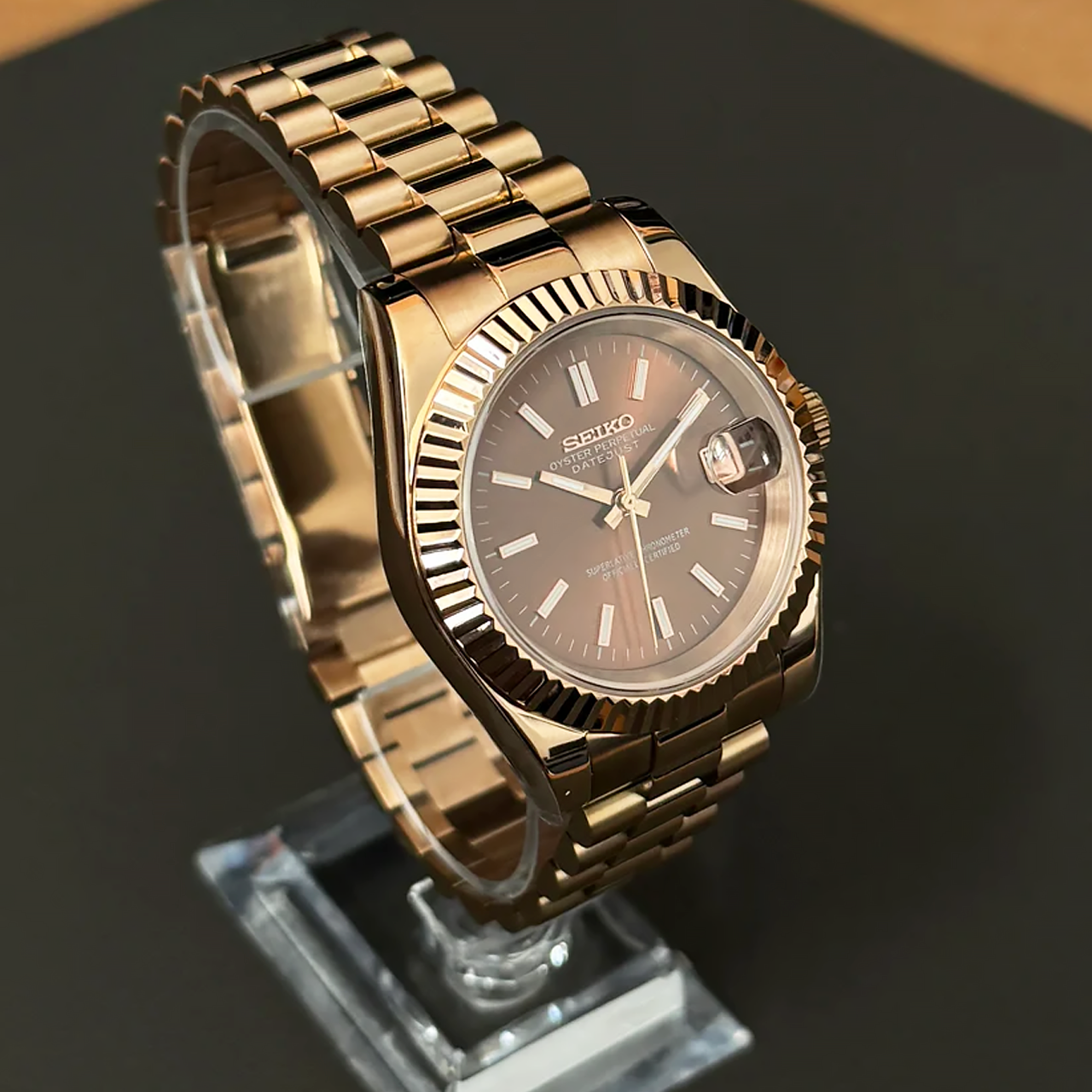 Seiko Mod Datejust | Rose Gold Chocolate