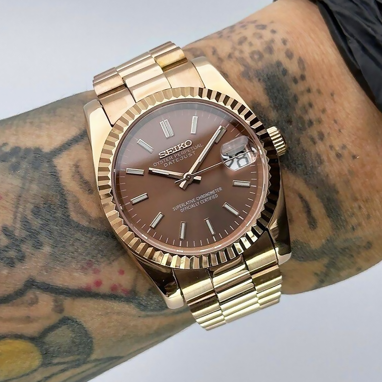 Seiko Mod Datejust | Rose Gold Chocolate