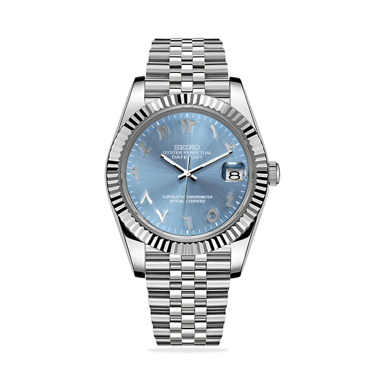 Seiko Mod Datejust Ice Blue Arabic Watch, high quality, comfortable, and versatile