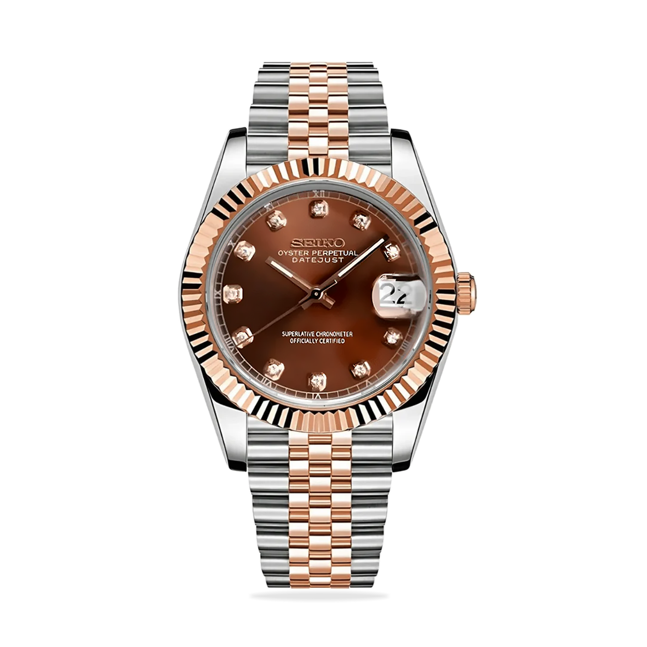 Seiko Mod Datejust Chocolate Diamond Watch, high quality, comfortable, and versatile