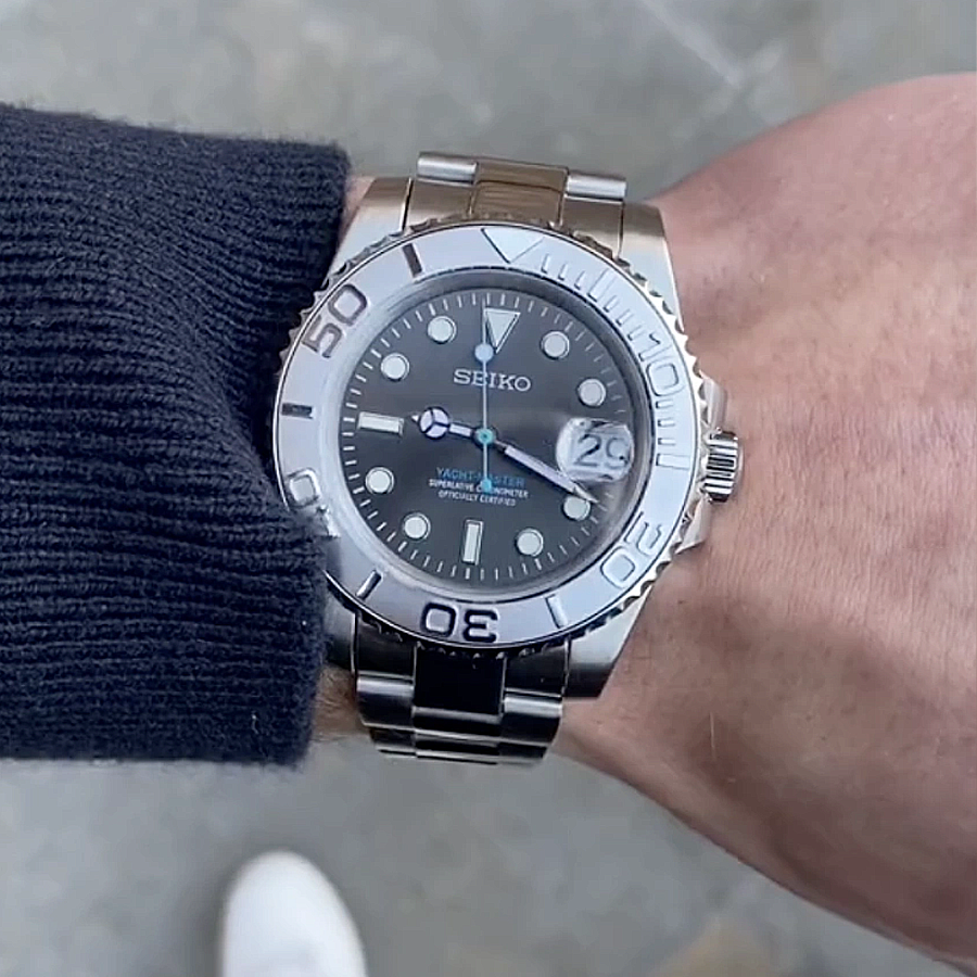 Seiko Mod Yacht Master Blue Grey Watch, high quality, comfortable, and versatile