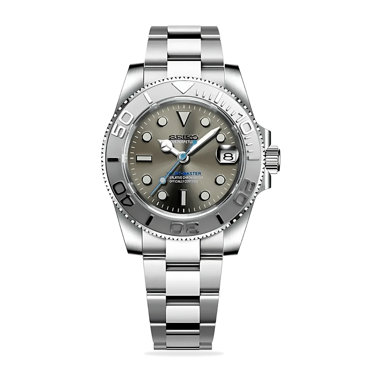 Seiko Mod Yacht Master Silver Watch, high quality, comfortable, and versatile