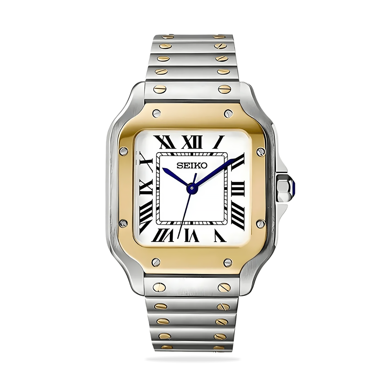 Seiko Mod Santos Gold Silver Watch, high quality, comfortable, and versatile