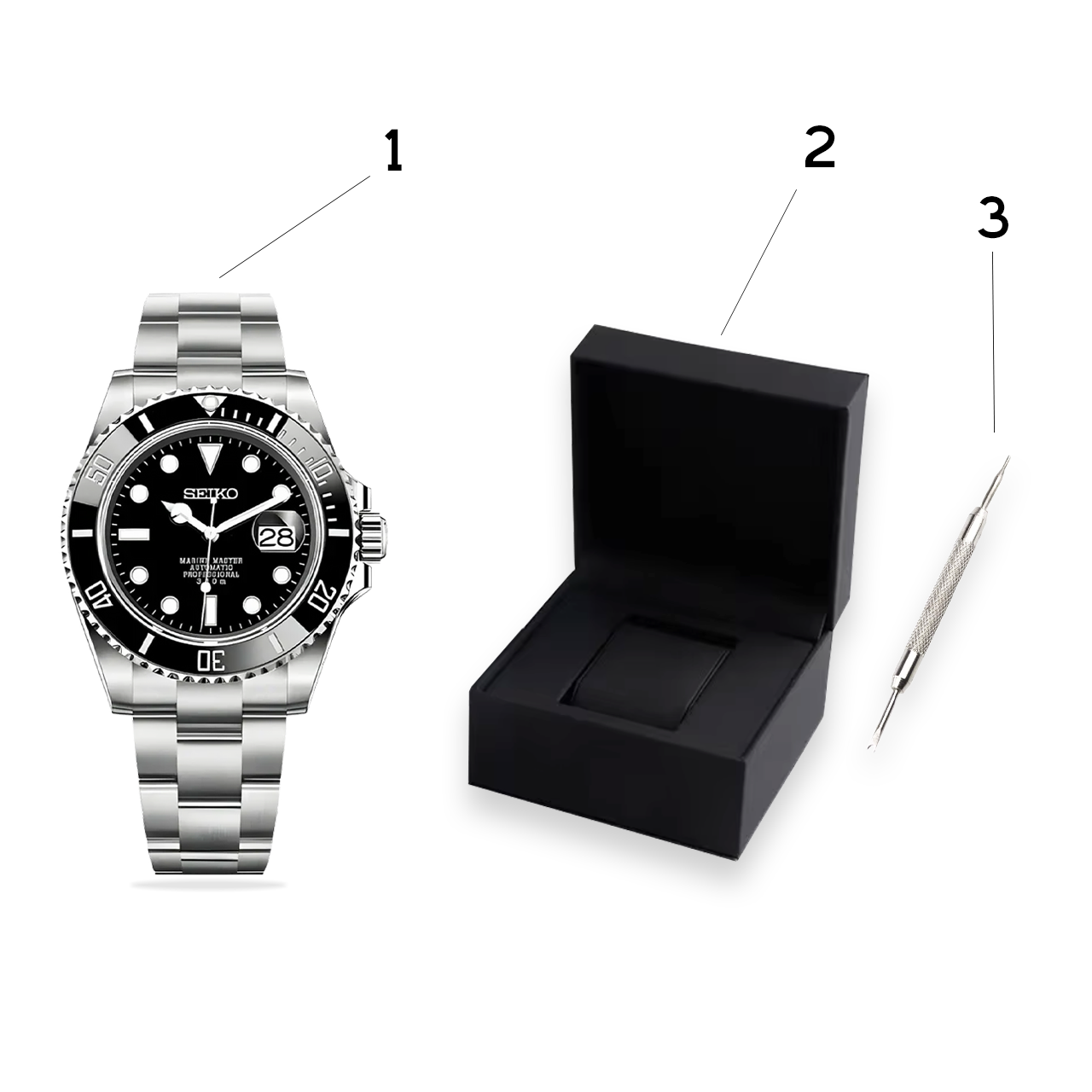 Seiko Mod watch, with free watch box and free link remover tool
