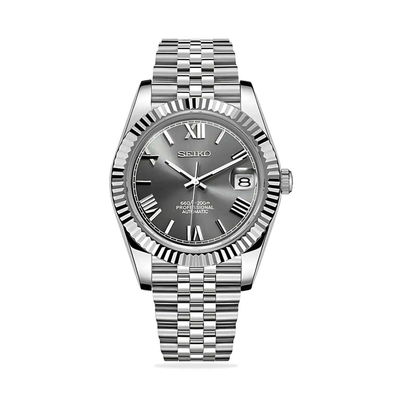 Seiko Mod Datejust Roman Gray Watch, high quality, comfortable, and versatile
